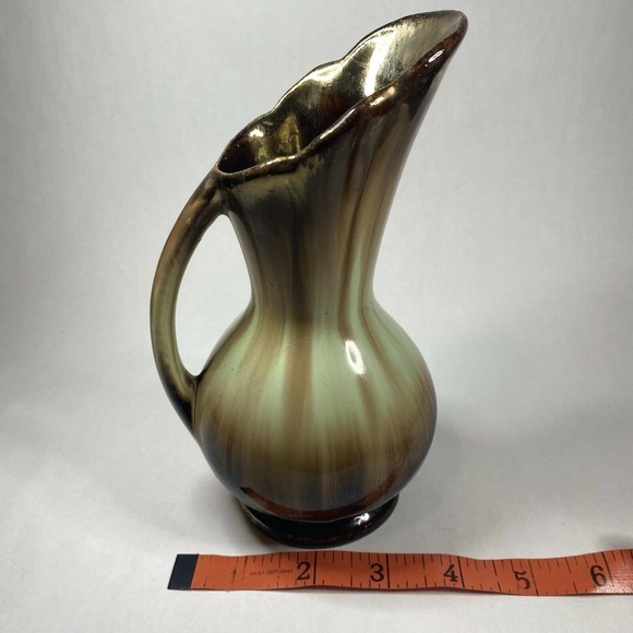 Art Pottery Vase Drip Glaze Turquoise Brown Ceramic 7" West Germany Beautiful! - Picture 8 of 12